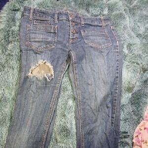 American Eagle Outfitters Blue Distressed Boyfriend Jeans